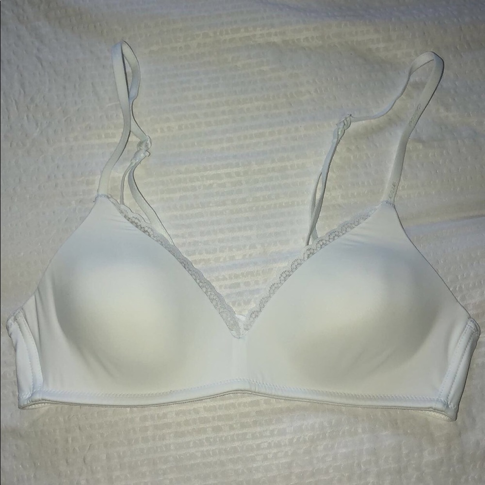 aerie white real happy lightly lined wireless bra